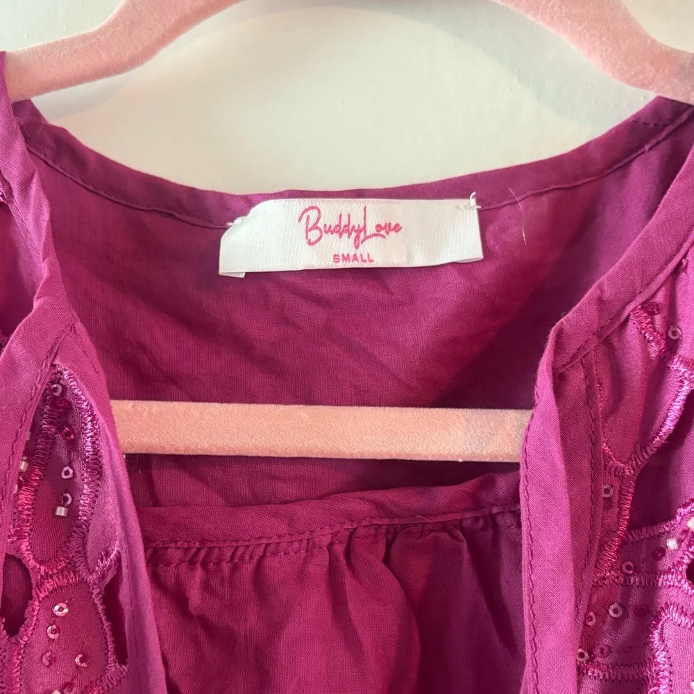 Buddy Love Magenta Embroidered Dress - Picture 2 of 5